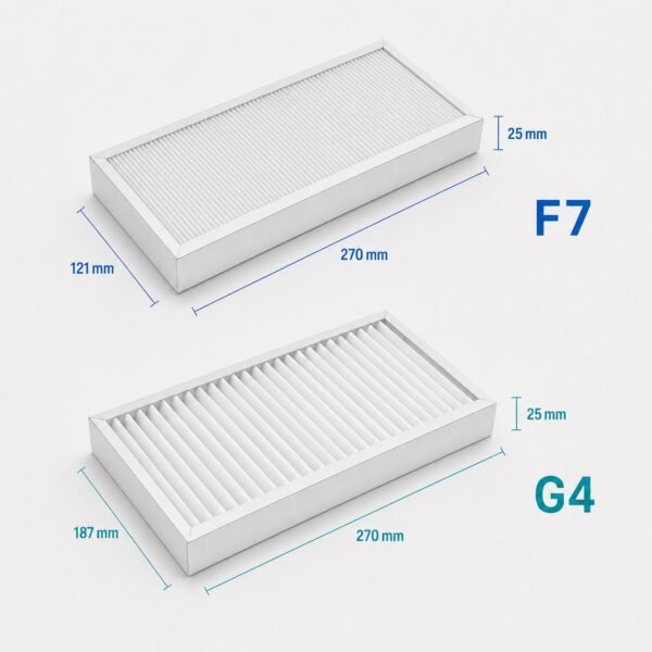 Dimensioni filtri Salda Smarty 2XV Dimensioni filtri Salda Smarty 2XV: F7 270 × 121 × 25 mm e G4 270 × 187 × 25 mm