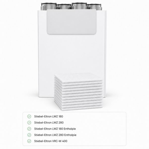 G4 Filtermatten mit Stiebel-Eltron Lüftungsanlage G4 Filtermatten mit Stiebel-Eltron LWZ 180, LWZ 280, LWZ 180 Enthalpie, LWZ 280 Enthalpie und VRC-W 400 Lüftungsanlage