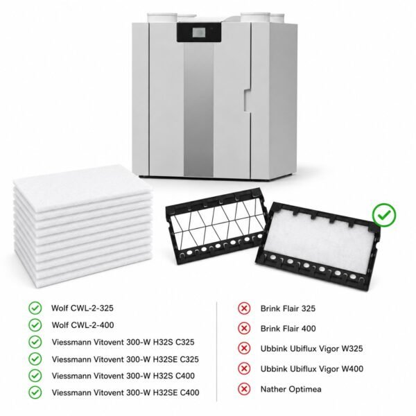 G4 Filtermatten mit Lüftungsanlage Wolf CWL-2-325 / CWL-2-400 G4 Filtermatten mit Lüftungsanlage Wolf CWL-2-325, Wolf CWL-2-400 und Viessmann Vitovent 300-W H32S C325 / C400