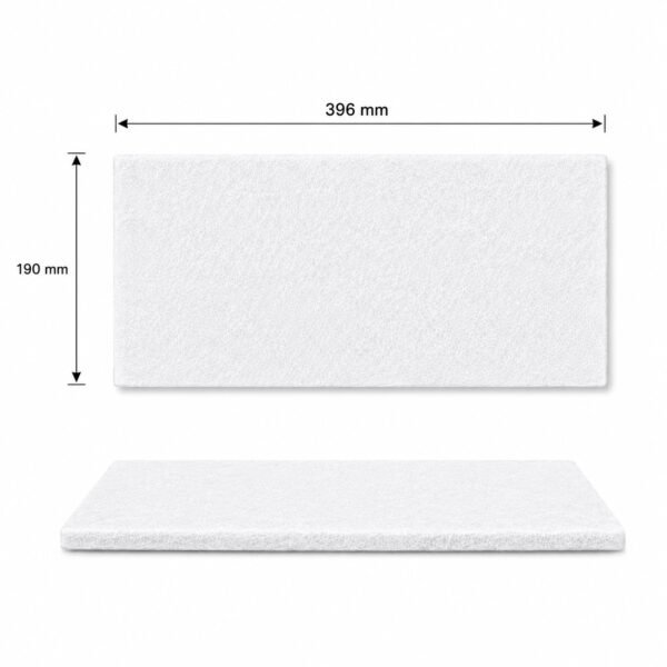 Maße der G4 Filtermatte 396 × 190 mm Maße der G4 Filtermatte für Stiebel-Eltron LWZ 180, LWZ 280 und VRC-W 400: 396 × 190 mm