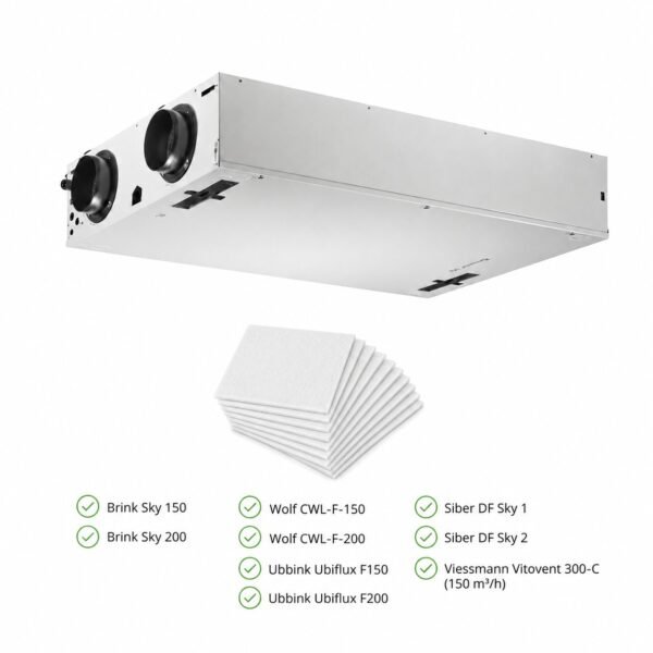 Materiali filtranti G4 con unità VMC Brink Sky 150, Brink Sky 200, Wolf CWL-F, Ubbink Ubiflux e Siber DF Sky