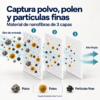 3-layer nanofiber filtration – ES Material filtrante de nanofibras de tres capas que captura polvo, polen y partículas finas